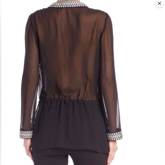 Tory Burch Silk Drawstring Tunic Color: black Size: 14 - Picture 3 of 9